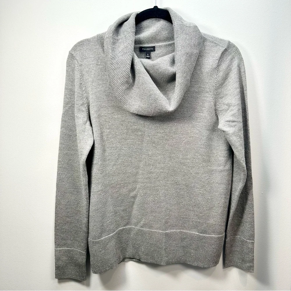 Talbots Merino Wool Button Cuff Cowlneck Sweater Shimmer